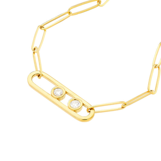 Twin Diamond Paperclip Necklace