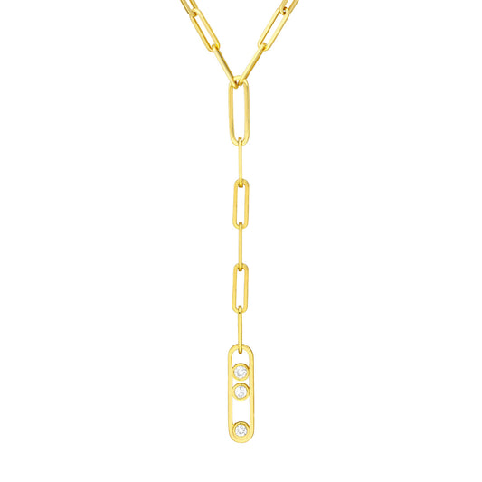 Diamond Trio Lariat Necklace