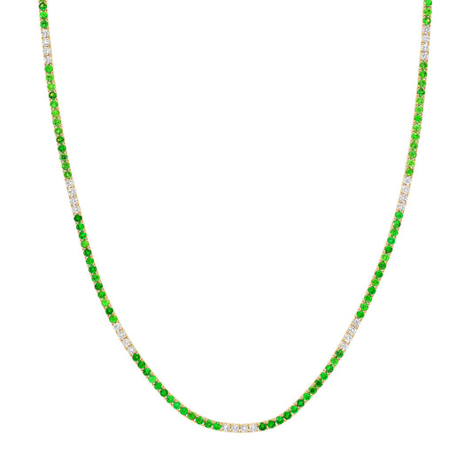 10ct Green Tsavorite  & Diamond Tennis Necklace