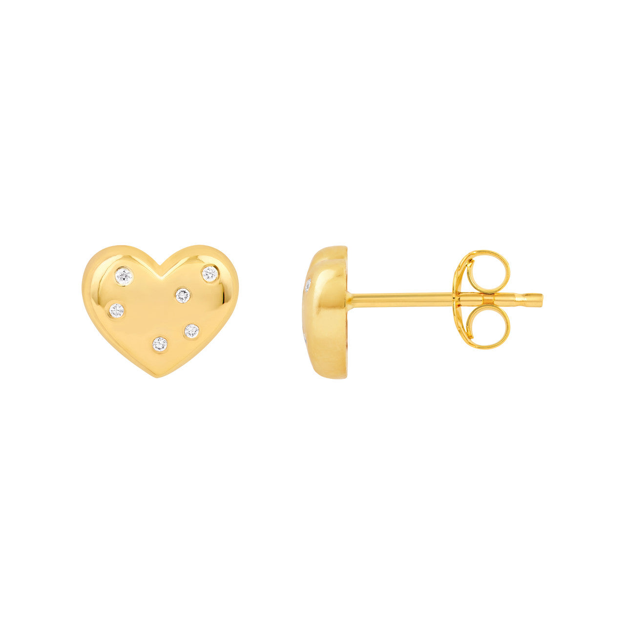 Diamond Puffed Heart Studs