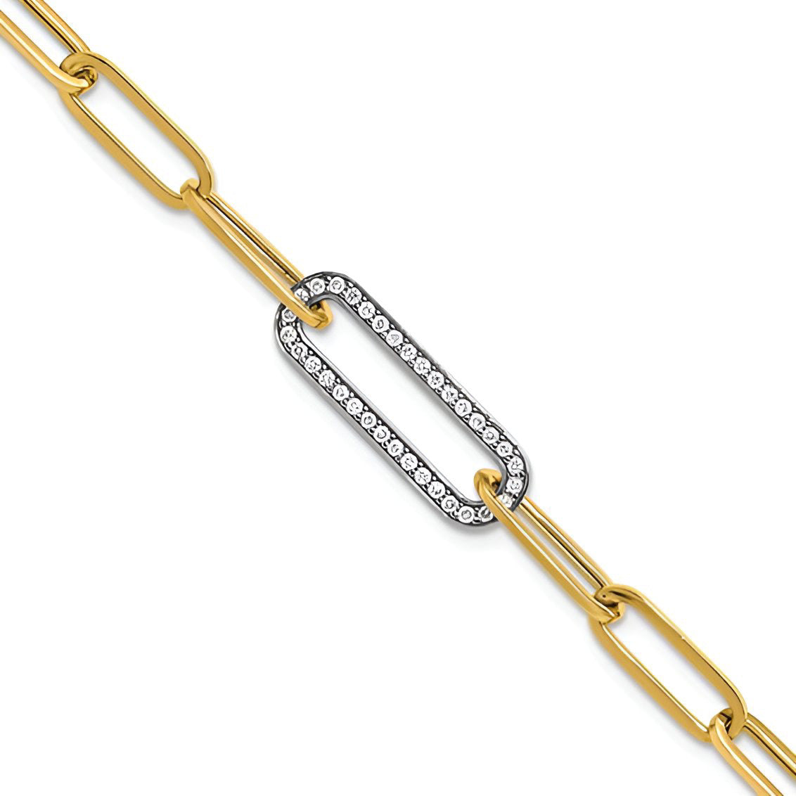 Diamond Paper Clip Link Bracelet