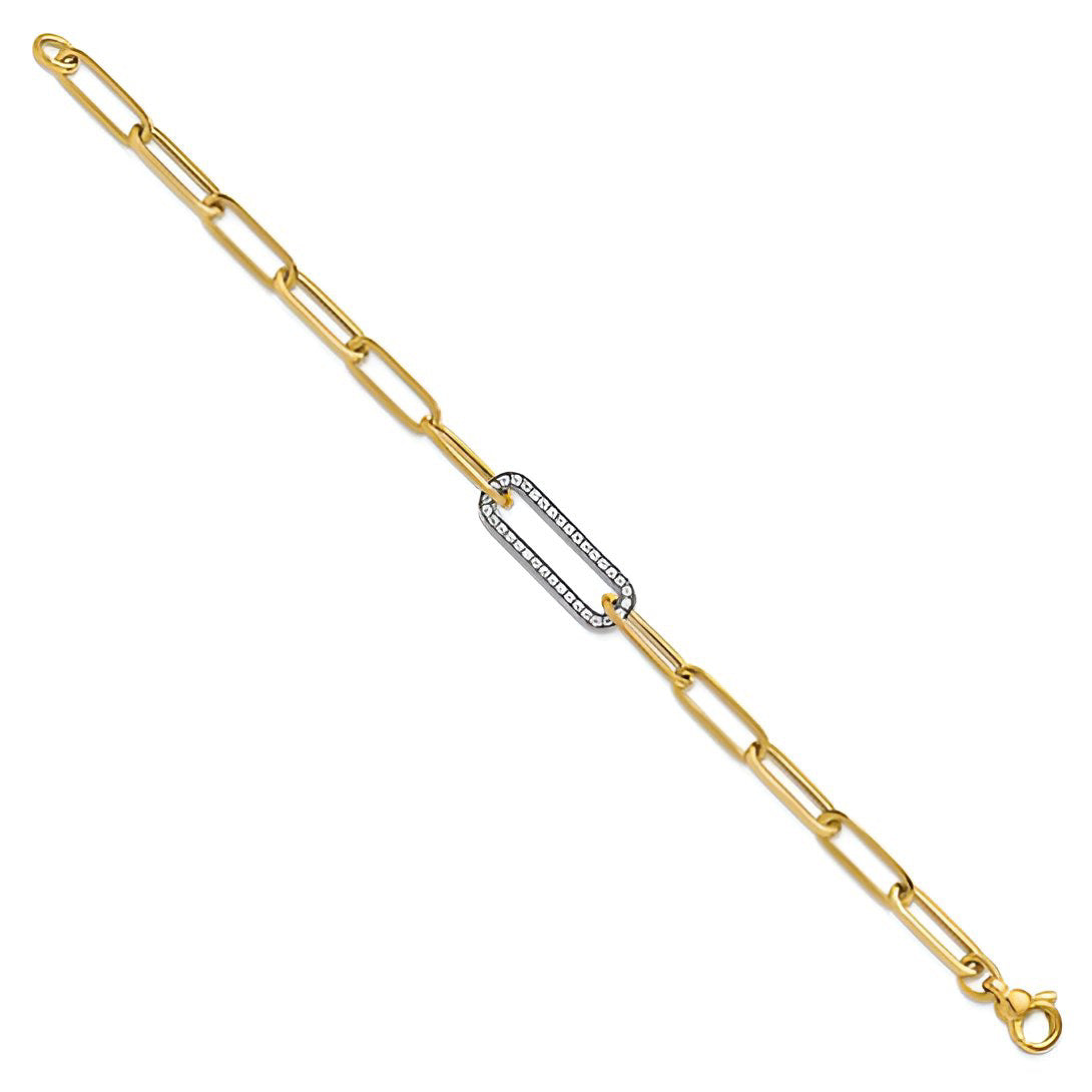 Diamond Paper Clip Link Bracelet
