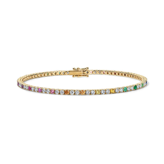 Rainbow Sapphire and Diamond Bracelet