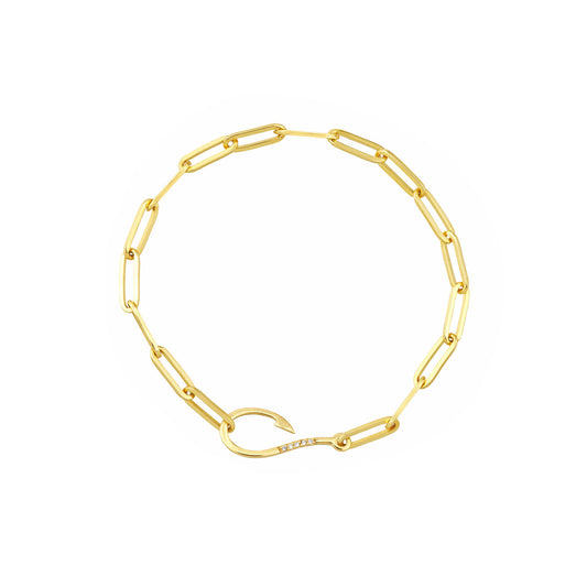 Diamond Hook Paperclip Bracelet