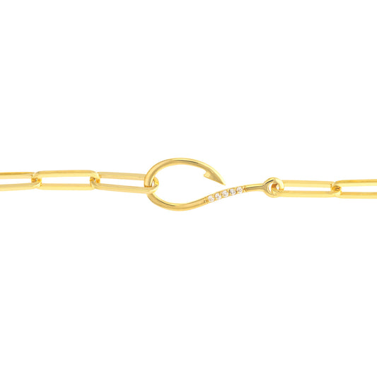 Diamond Hook Paperclip Bracelet