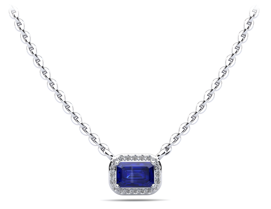 Sapphire and Diamond Halo Pendant
