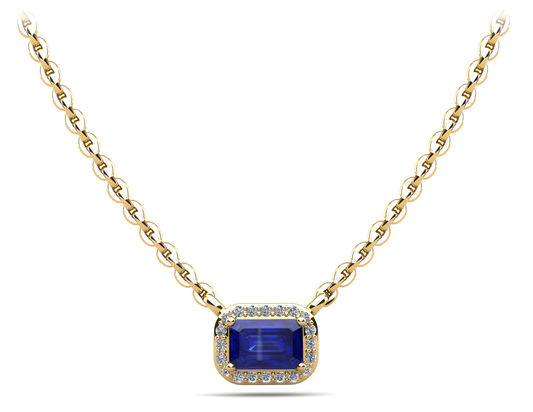 Sapphire and Diamond Halo Pendant
