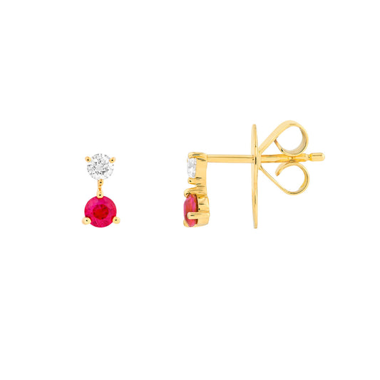 Ruby and Diamond Studs