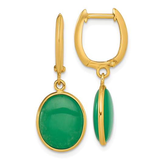 Oval Jade Dangling Earrings
