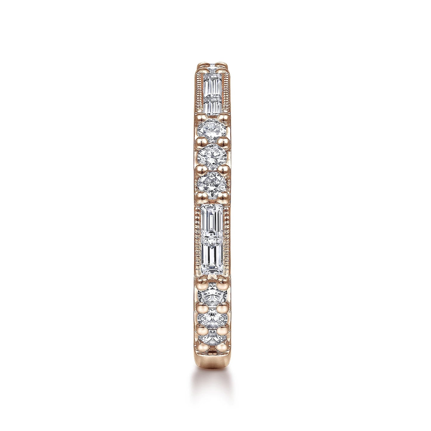 Baguette and Round Diamond Stackable Ring