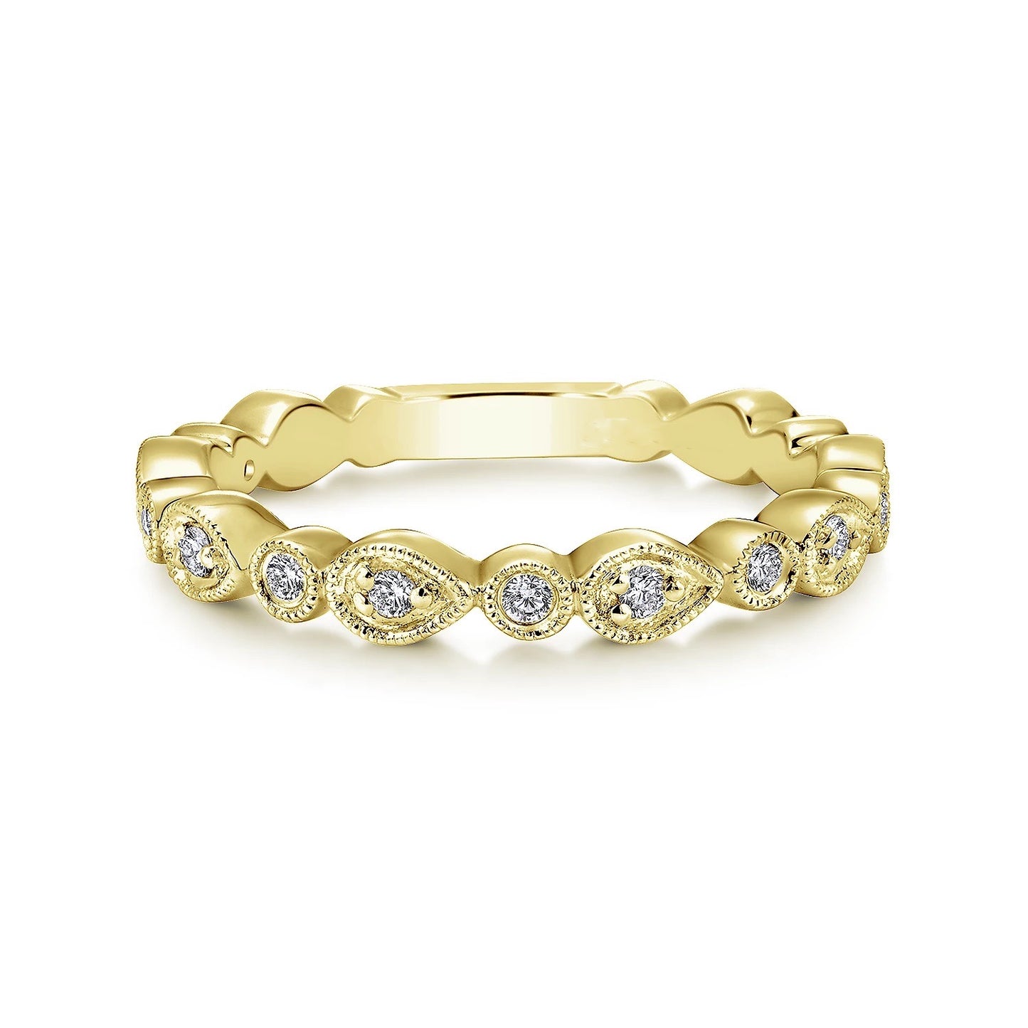 Pear and Round Diamond Station Ring