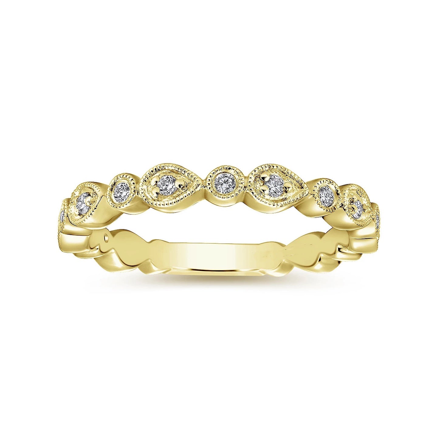 Pear and Round Diamond Station Ring