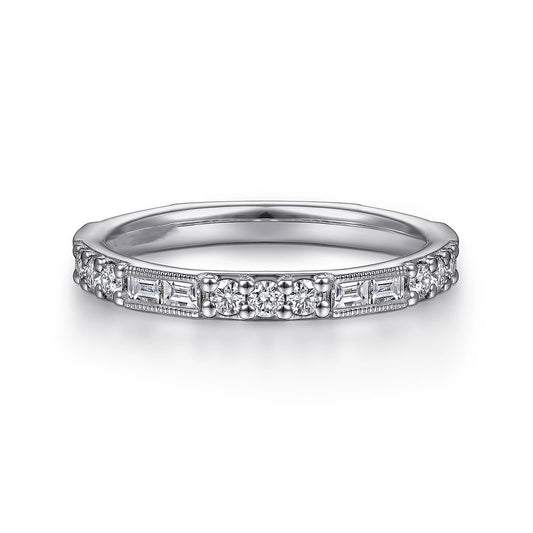Baguette and Round Diamond Stackable Ring