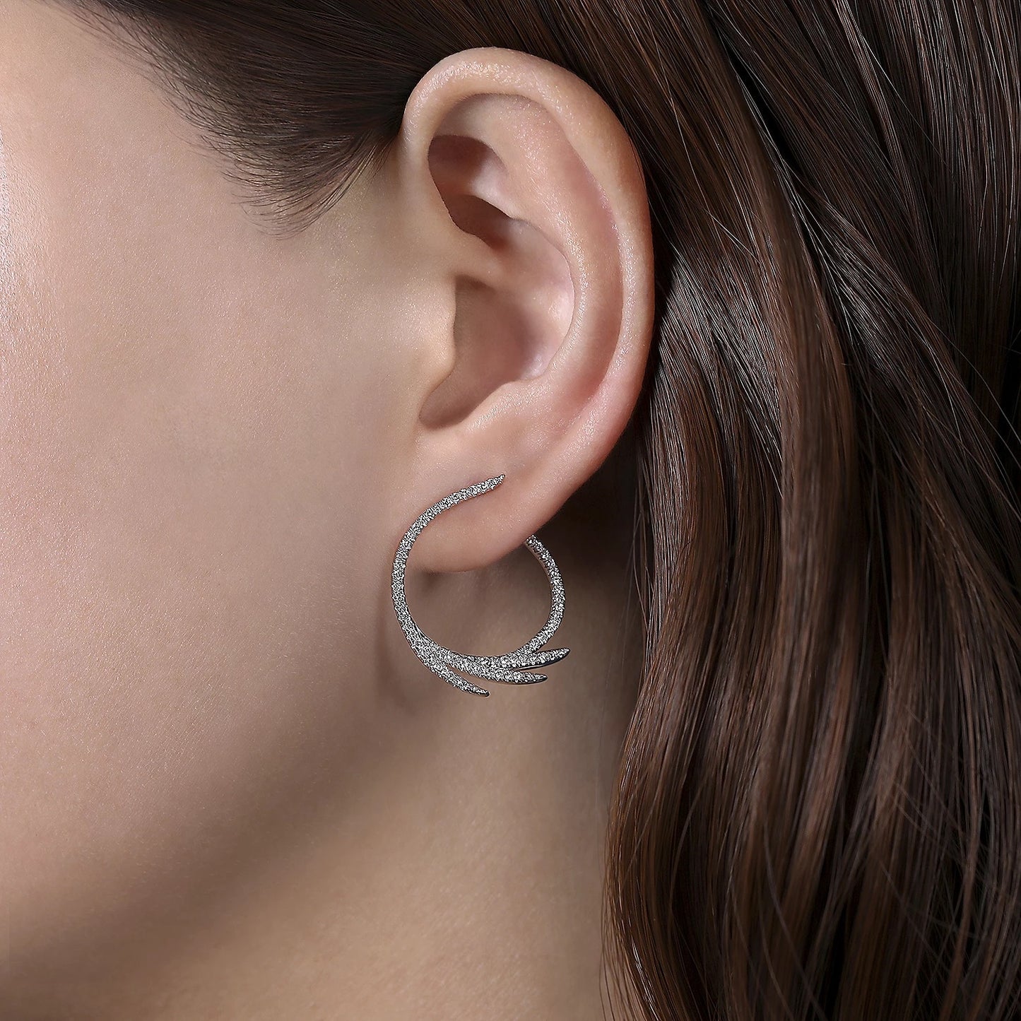 Diamond Swirl Bypass Hoop Earrings